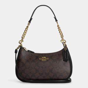 Coach Brown Canvas and Leather Teri Shoulder Bag