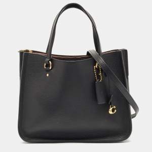 Pre Owned Coach Black Leather Tyler Carryall Tote