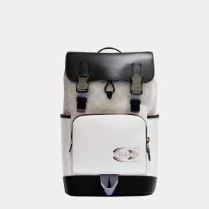 Coach White & Black - Signature Coated Canvas and Leather - Track Backpack