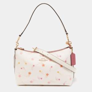 Coach Chalk/Multicolor Star Print Leather Clara Shoulder Bag