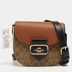 Coach Multicolor Signature Coated Canvas and Leather Georgie Saddle Bag