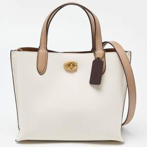Coach Off White/Beige Leather Willow Tote