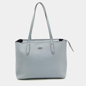 Coach Blue Leather Central Zip Shopper Tote