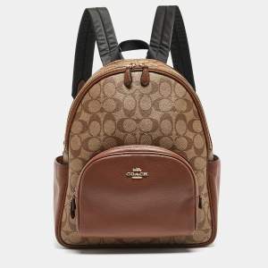 Coach Brown/Beige Signature Coated Canvas and Leather Court Backpack