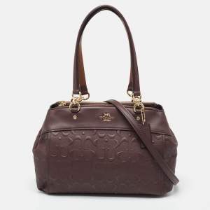 Coach Plum Signature Leather Mini Brooke Carryall Satchel