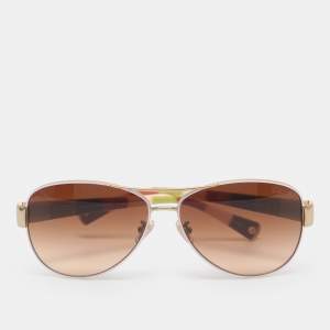 Pre Owned Coach Multicolor Brown Gradient HC7003 L012 Kristina Aviator Sunglasses 