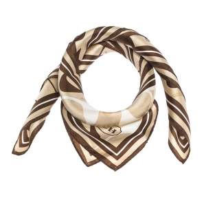 Coach Beige Monogram Print Silk Bandana Scarf