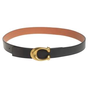 Coach Black/Brown Leather Signature Buckle Reversible Belt M