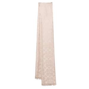 Coach Beige Monogram Jacquard Silk & Wool Scarf