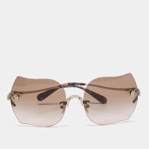 Coach Pale Gold Tone/Brown HC7082B Rimless Butterfly Sunglasses
