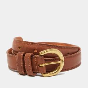 Coach Tan Leather Slim Buckle Belt 70CM