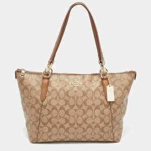 Coach Brown/Beige Signature Coated Canvas and Leather Ava Tote