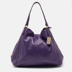 Coach Purple Leather Large Horse & Carriage Large Edie Shoulder Bag