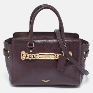 Coach Burgundy Leather Swagger Blake Carryall 25 Tote