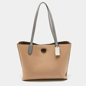 Coach Beige/Grey Leather Willow Tote