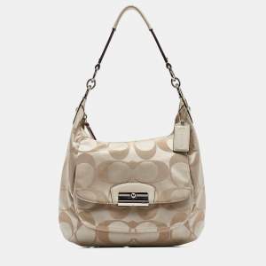 Coach Beige Signature Fabric Kristine Hobo