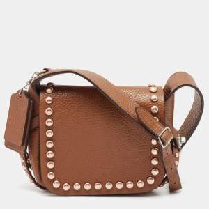 Coach Brown Leather Rivets Dakotah Crossbody Bag