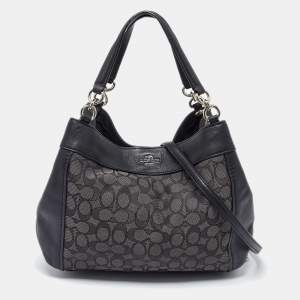 Coach Black Signature Canvas and Leather Lexy Bag