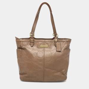 Coach Brown Embossed Leather South Tote