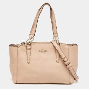 Coach Peach Leather Mini Christie Carryall Double Zip Satchel