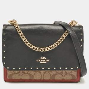 Coach Multicolor Signature Coated Canvas, Python Embossed and Leather Mini Klare Shoulder Bag