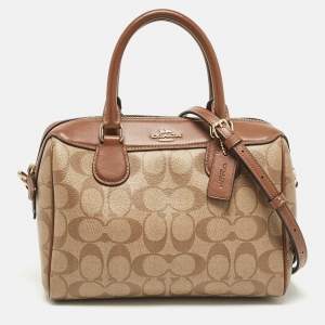 Coach Beige/Brown Signature Coated Canvas and Leather Mini Bennett Satchel