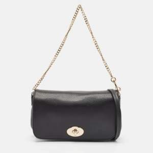 Coach Black Leather Crosstown Turnlock Crossbody Bag