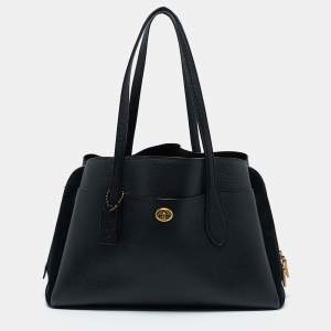 Coach Black Leather and Suede Lora Carryall Satchel