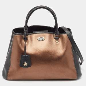 Coach Metallic/Black Leather Margot Carryall Satchel