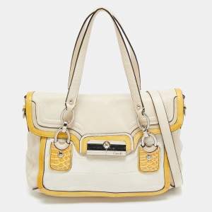 Coach Tricolor Croc Embossed and Leather Kristin Flap Satchel