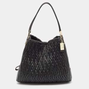 Coach Black Gathered Twist Leather Madison Phoebe Shoulder Bag