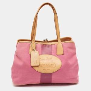 Coach Pink/Beige Canvas and Leather Hamptons Archive 10th Anniversary Tote