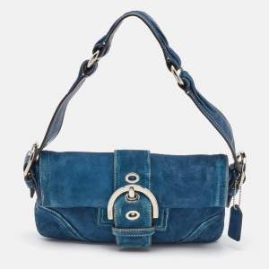 Coach Blue Suede Soho Flap Shoulder Bag