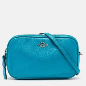 Coach Blue Leather Double Zip Crossbody Bag