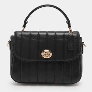 Coach Black Quilted Leather Top Handle Bag