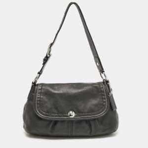 Coach Black Leather Flap Shoulder Bag