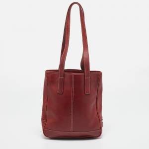 Coach Red Leather Hampton Market Lunch Tote