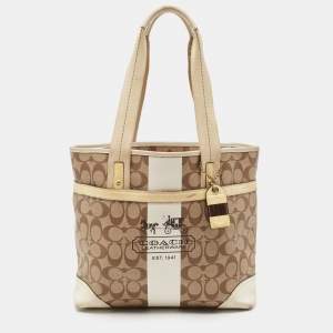 Coach Tricolor Coated Canvas Heritage Striped Tote