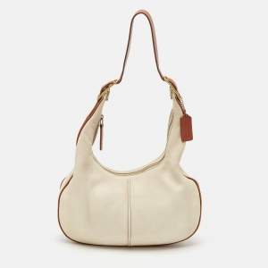 Coach Brown/Off White Leather East West Zoe Hobo