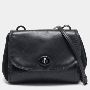 Coach Black Leather and Suede Faye Crossbody Bag