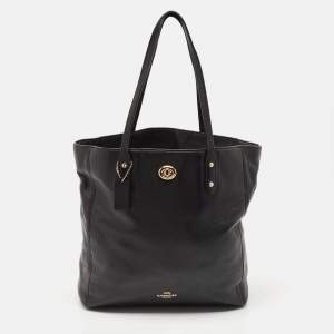 Coach Black Leather Town Tote