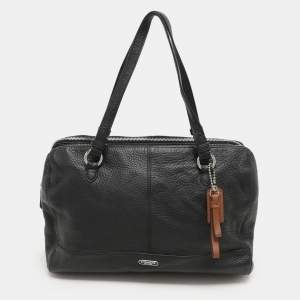 Coach Black Leather Katheryn Triple Zipper Satchel 