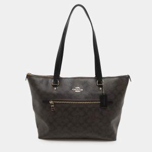 Coach Black/Brown Signature Coated Canvas and Leather Gallery Tote