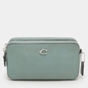 Coach Green Leather Kira Double Zip Crossbody Bag