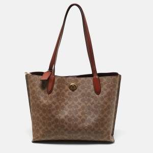 Coach Beige/Brown Signature Coated Canvas and Leather Willow Tote