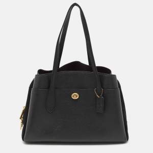 Coach Black Leather and Suede Lora Carryall Satchel