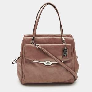 Coach Metallic Beige Leather E/W Madison Madeline Satchel