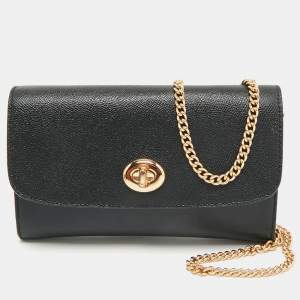 Coach Black Leather Chain Crossbody Bag