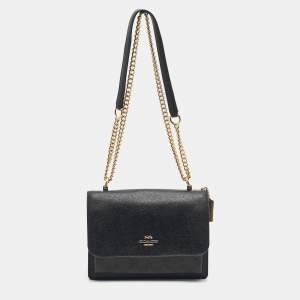 Coach Black/Brown Signature Coated Canvas and Leather Klare Crossbody Bag