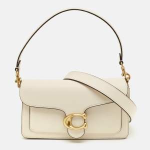 Coach White Pebbled Leather Tabby 26 Shoulder Bag